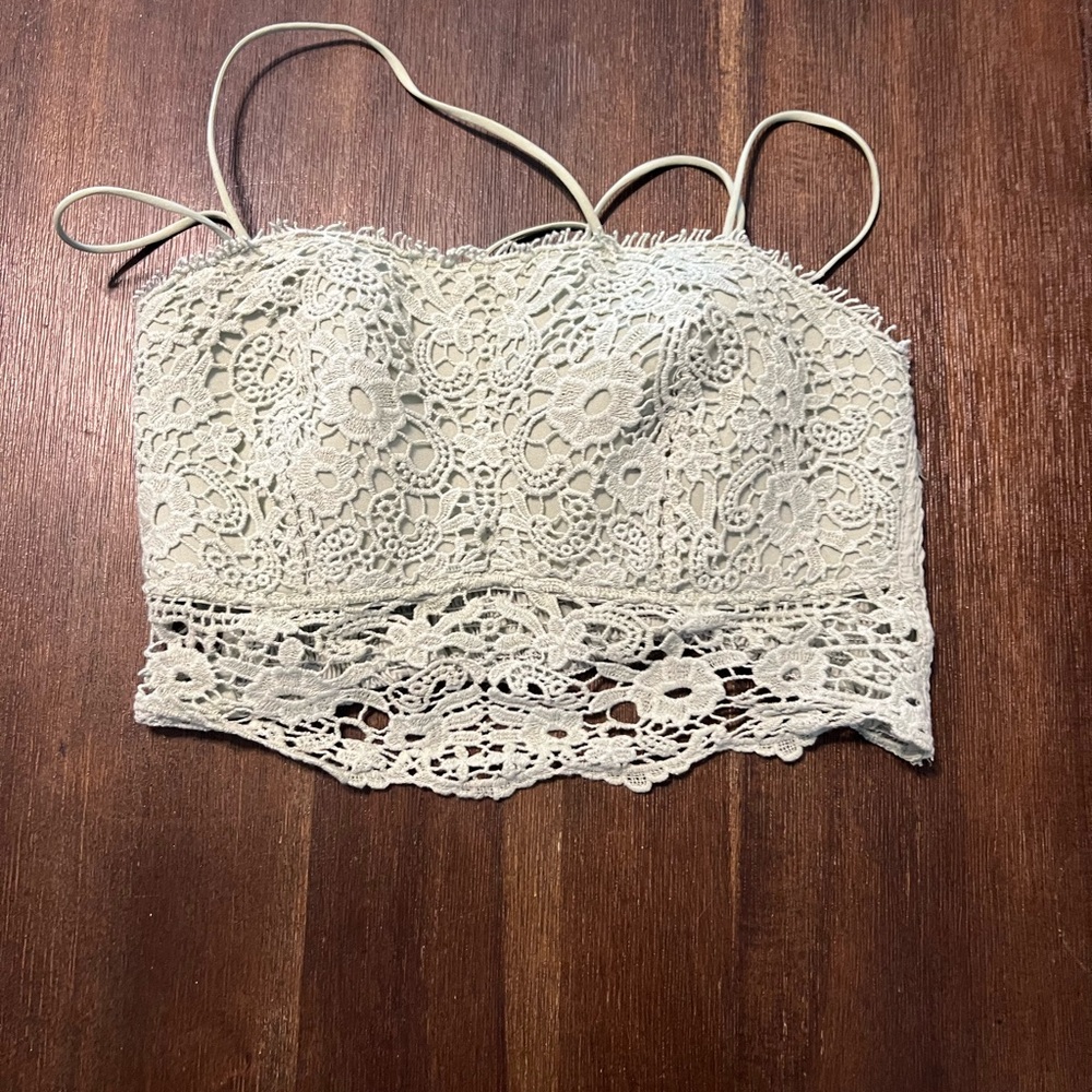 Buckle Cream Crop Bustier Camisole Tank Top